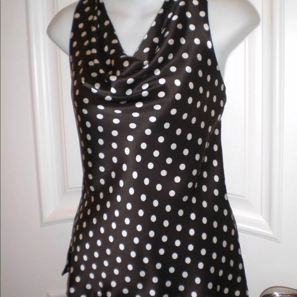 ESCADA Silk Polka Dot Print Sleeveless Top Blouse